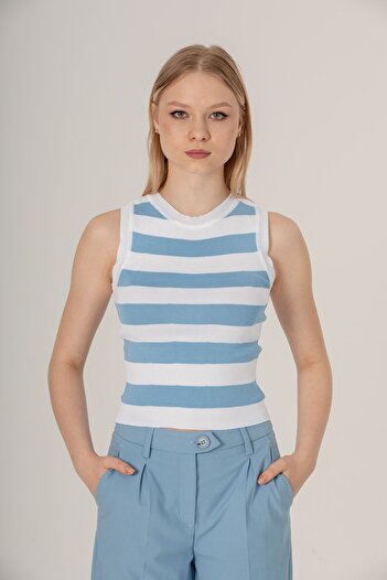 İLKCET MODA Γυναικεία πλεκτά ριγέ Crop