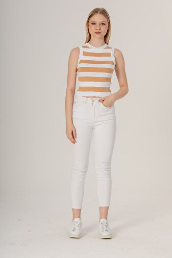 İLKCET MODA Γυναικεία πλεκτά ριγέ Crop