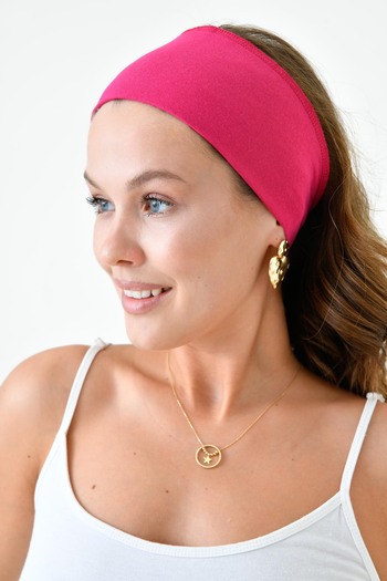 mirach Fuchsia Women's Sports Bandana - Wide Hair, Combed Cotton, Sweat-Absorbent, Comfortable Use