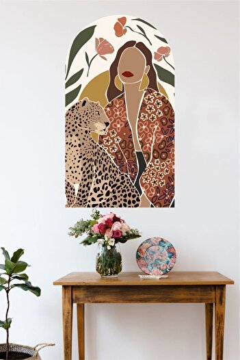 Grafikup Наліпка на двері «Leopar Woman Bohem»