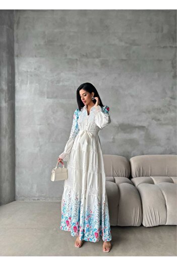 İZZSAA Lace Detailed Atlas Dress