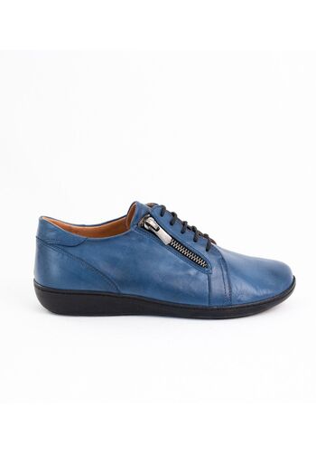 İNZE AYAKKABI Blue Genuine Leather Casual Shoes - Model Name Diana