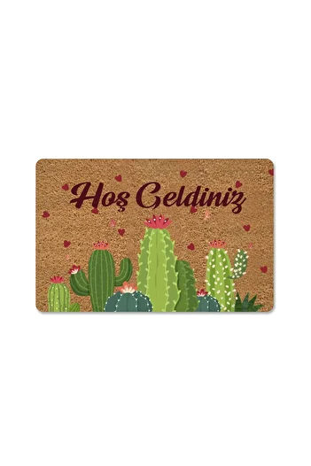 M&H Quality Coco Look Cactuses Themed Decorative Mat - Door Front and Interior