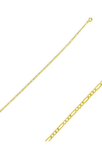 Ricco Jewellery 14 K Altın Kaplama 925 Ayar Gümüş Figaro Zincir Halhal