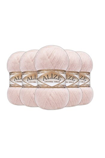Alize 5 Pieces Angora Gold Hand Knitted Pink Pearl 271