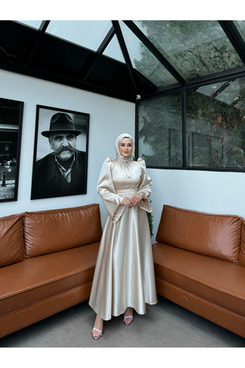 By Atelier Βραδινό φόρεμα Perry Beige Hijab