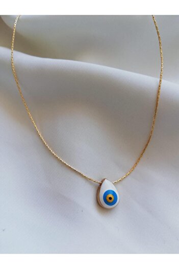 Judas Takı Drop Necklace - White Evil Eye Beaded
