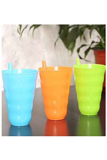 Hyd 3-Piece Colorful Plastic Straw Cup with Straw
