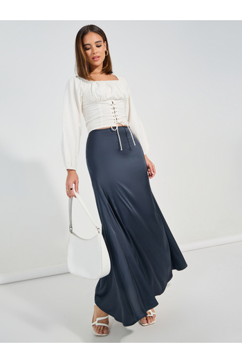 Causey By Styli Satin Mermaid Hem Maxi Skirt