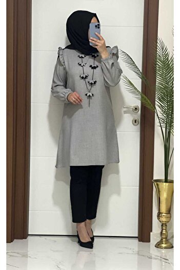 MODA ALMİRA 2067 K40 Gri Manolya Tunik