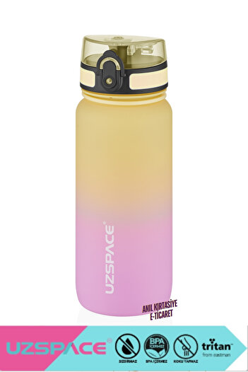 Uzspace 650ml Motivational Tritan Flask - Double Color, Leak-Proof, BPA Free and Lockable Lid