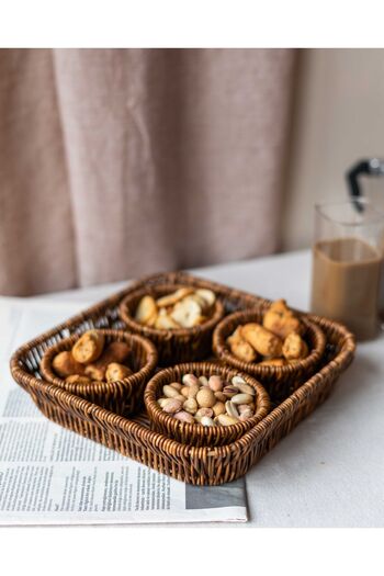 KaiHome 5 Piece Rattan Appearance Snack Holder / Presentation Holder / Picnic Set