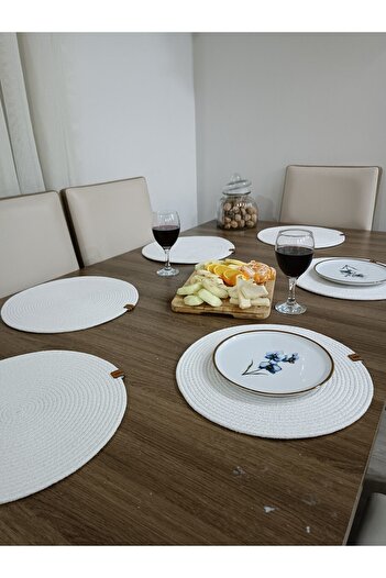 COSMICLINE 6 Pieces Ecru Jute Plate / American Service Lux Presentation Plate Mat