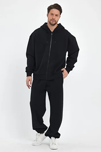 EFFRENATU Zippered Sweatpants and Sweatshirt Set