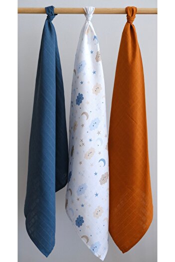 runbaby (3 Pieces) 100X75Cm 100% Cotton 3-Piece Muslin Cover Set