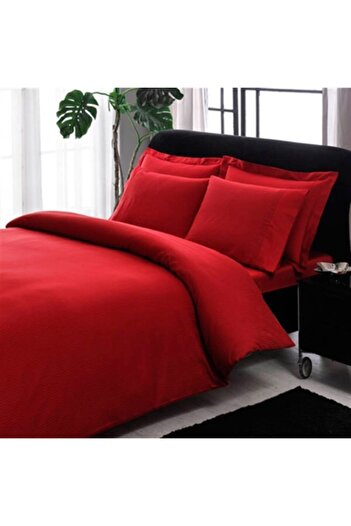 Taç Red Premium Double Stripe Duvet Cover Set