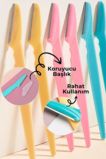 Wanderlust TAYEM 3'lü Set Kaş ve Yüz Usturası Profesyonel Tüy Yüz Epilasyon Aleti Kaş Bıyık Alma İçin Jilet