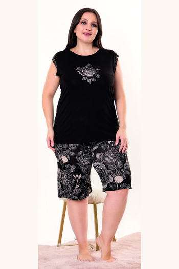 Jenny Daphne Set de pijamale cu mâneci zero cu imprimeu floral de mărime mare - 10404