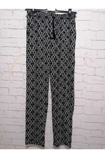 anne moda ankara High Waist 2 Pocket Patterned Summer Viscose Cotton Trousers