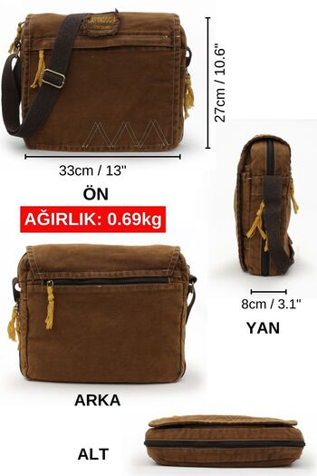 Cappadocia Vintage Ephesus 4009 - Brown Vintage Cotton Shoulder Messenger 14-inch Laptop Bag