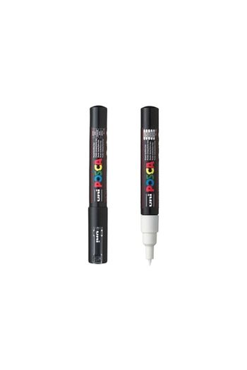 Uni Posca Marker Pen PC-1m (0.7mm) Set of 2 Black and White