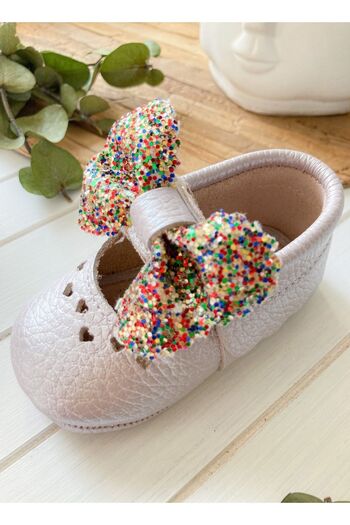 Li Puna - Shine Series Lilac 100% Leather Baby First Step Shoes