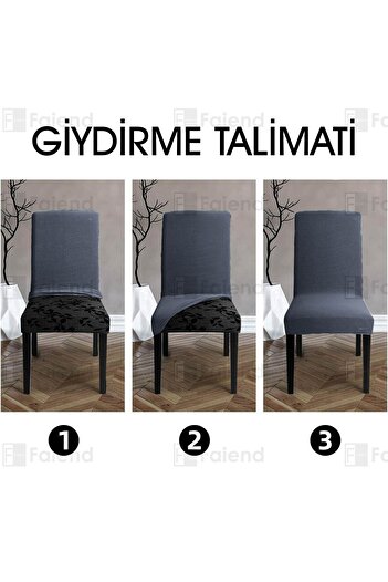 Faiend Sandalye Kılıfı Yıkanabilir Likralı Esnek Lastikli Sandalye Örtü