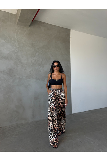Fiori Satin Trousers - Elastic Waist