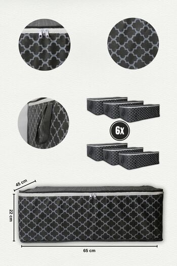 ADARYA HOME 6'lı Çekyat Baza Tipi Yastık Kıyafet Saklama Hurcu - Baza Altı Hurç Çiçek Desen(GRİ)