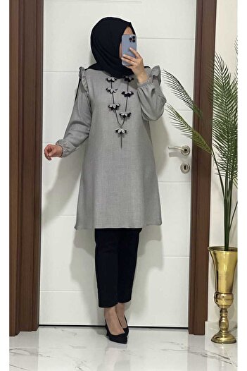 MODA ALMİRA 2067 K40 Gri Manolya Tunik