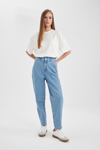 DeFacto Paperbag High Waist Ankle Length Jean Trousers B6513AX24SP