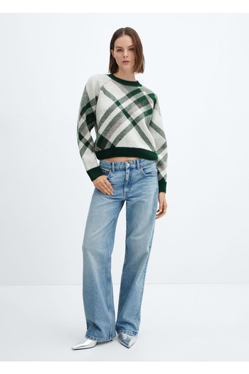 MANGO Woman knitted checkered sweater