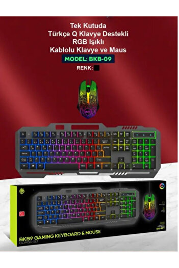 Protonust Rainbow Rgb Mekanik 105 Tuşlu RGB Led Işıklı Kablolu Oyun Klavyesi Ve Mouse BKB-9