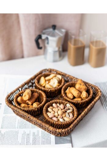 KaiHome 5 Piece Rattan Appearance Snack Holder / Presentation Holder / Picnic Set