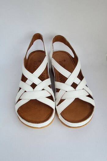 İNZE AYAKKABI White Band Knitted Genuine Leather Sandals-model: Fulya