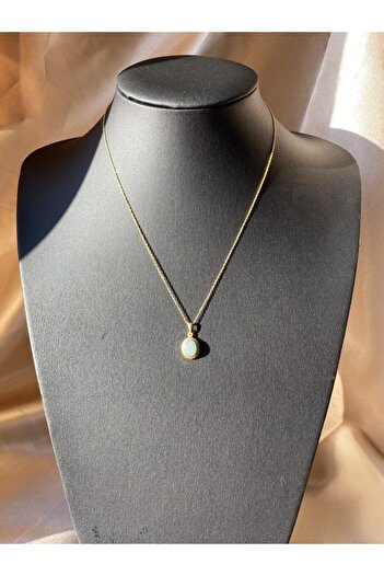 Venüs Doğal Taş Akuamarin Minimal Vintage Gold Kolye