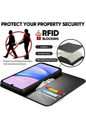 m.tk moveteck Samsung Galaxy A15 Case 360 Full Containers Leather Textured Flip Wallet Stand Cover with Business Card