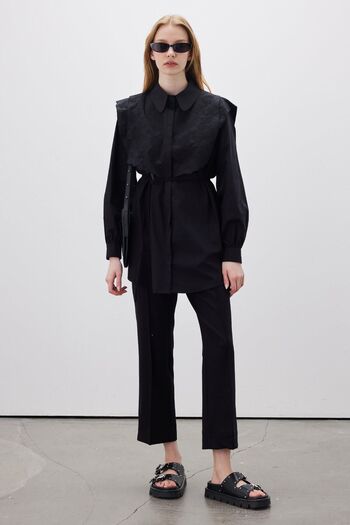 Manuka Straight Cut Fabric Trousers Black