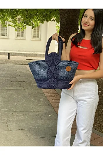 ModaCardin Beach and Shoulder Bag - Jute Straw Look Handbag