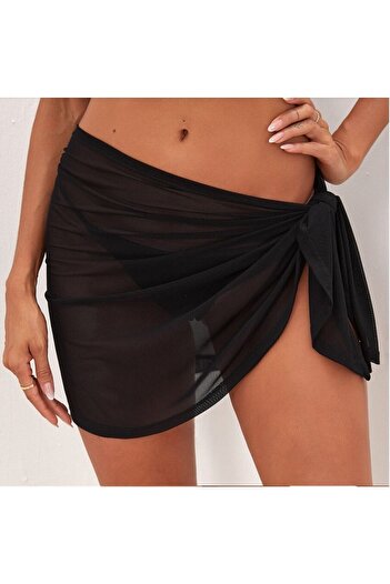 Star Black Tulle Pareo Women's Beach Dress Bikini Swimsuit Top