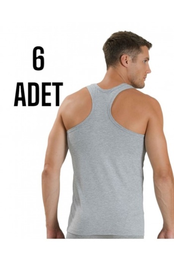Gümüş İç Giyim Silver Men's Cross Back Undershirt Gray Pack of 6