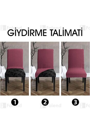 Faiend Gül Kurusu Sandalye Kılıfı Yıkanabilir Likralı Esnek Lastikli Sandalye Örtü