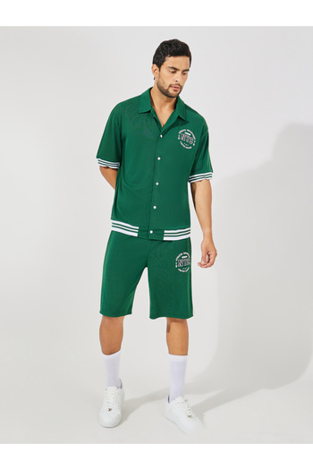 Styli Premium Waffle Knit Oversized Shorts with Logo Detail