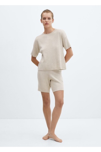 MANGO Woman Cotton-Linen Blended Knitwear T-Shirt