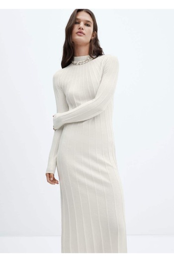 MANGO Woman Perkins collar rib dress