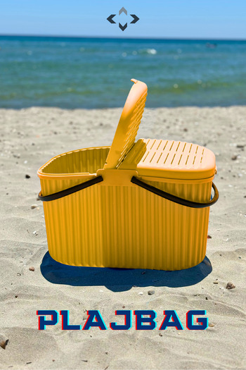LİGROUND PLAJBAG - 30 LT Hard Plastic 3 Piece Beach Bag, Picnic/Beach Basket 2 Pieces