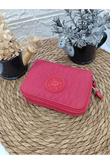 La'Graccia Kırınkıl Fabric Red Small Size Double Compartment Hand Bag Wallet