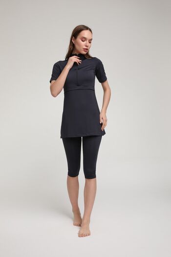 Chelly SHORT SLEEVE HALF ZIPPER SEMI COVERED SWIMSUIT