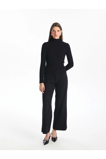 LC Waikiki LCW Vision Women's Knit Sweater - Half Turtleneck, Solid Long Sleeve