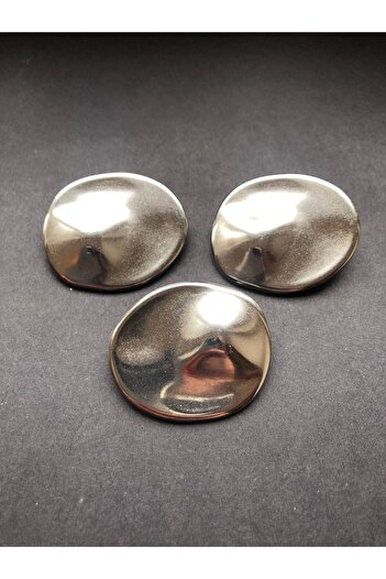 aensia Silver Silver Oval Ellipse Metal Button 54 Sizes - Pack of 3 Buttons